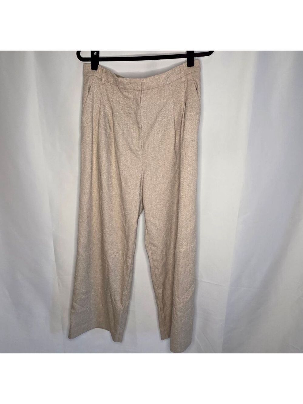 Women's H&M Beige Herringbone Trousers Size 12